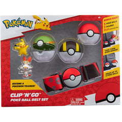 POKEMON - Set de Pokemón Cinturón, incluye 3 pokebolas y 2 figuras, a partir de 4 años