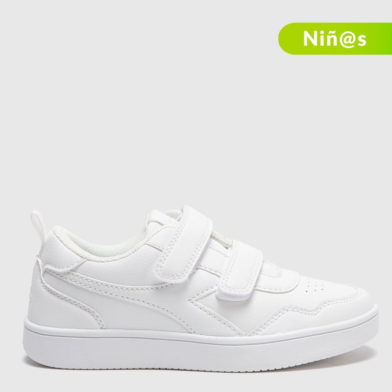Tenis Diadora Crego Unisex para Ninos con Velcro Tenis Colegiales Diadora Blancos