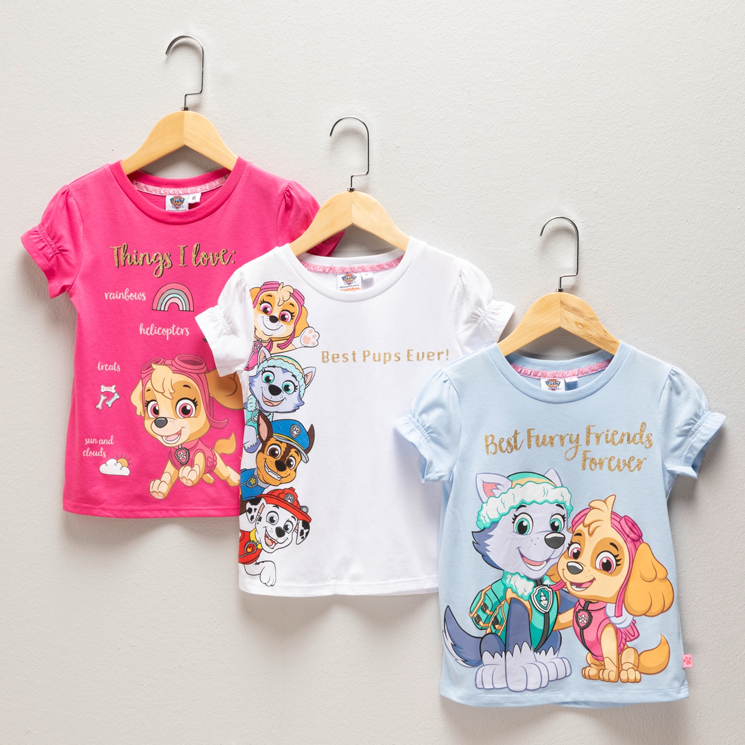 Camisetas Nina Pack de 3 unidades con Estampado Paw Patrol Manga corta Paw Patrol