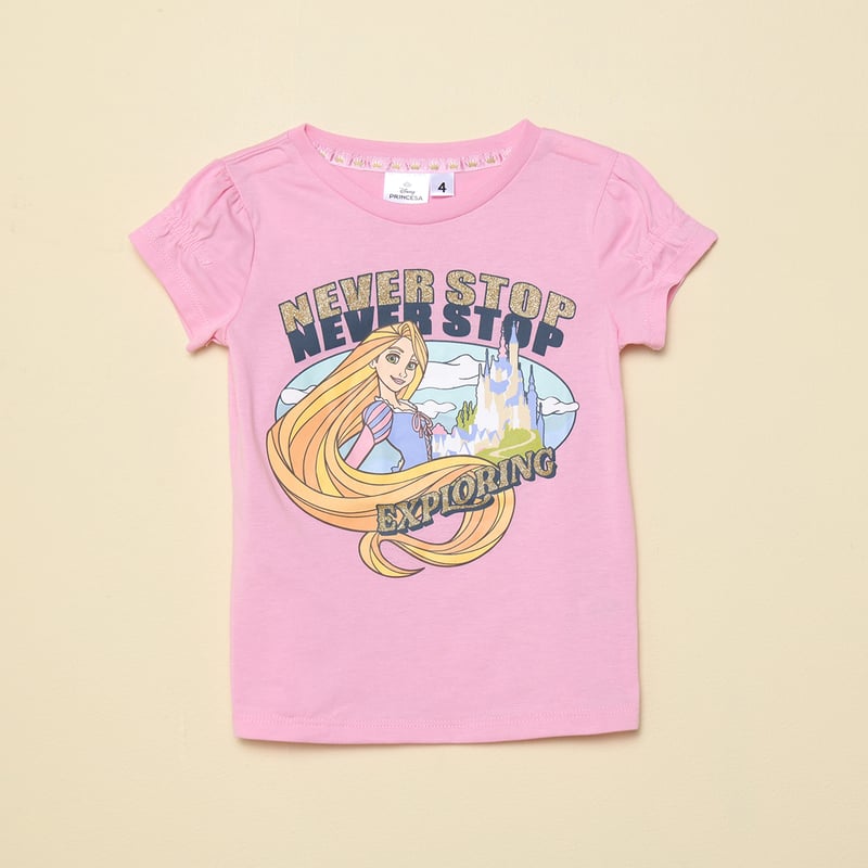 Camiseta Nina con Estampado Princesas Manga corta Princess