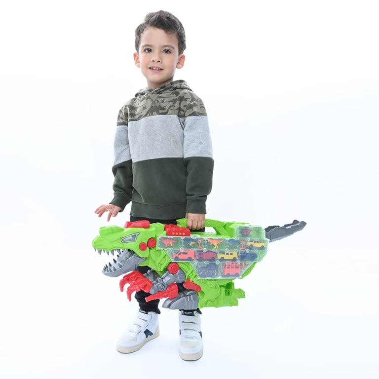 Maletin Dinosaurio, set de carros de juguete y pista. $89.900