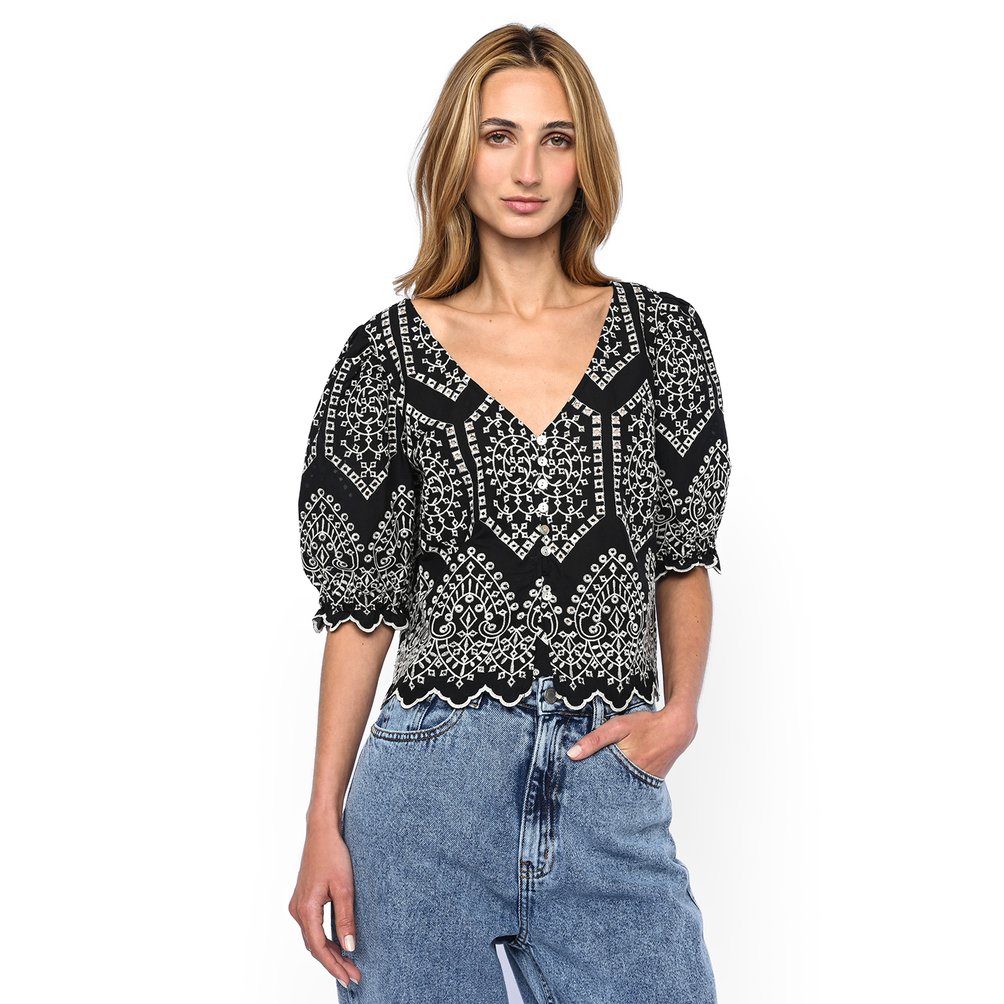 blusa manga globo corta