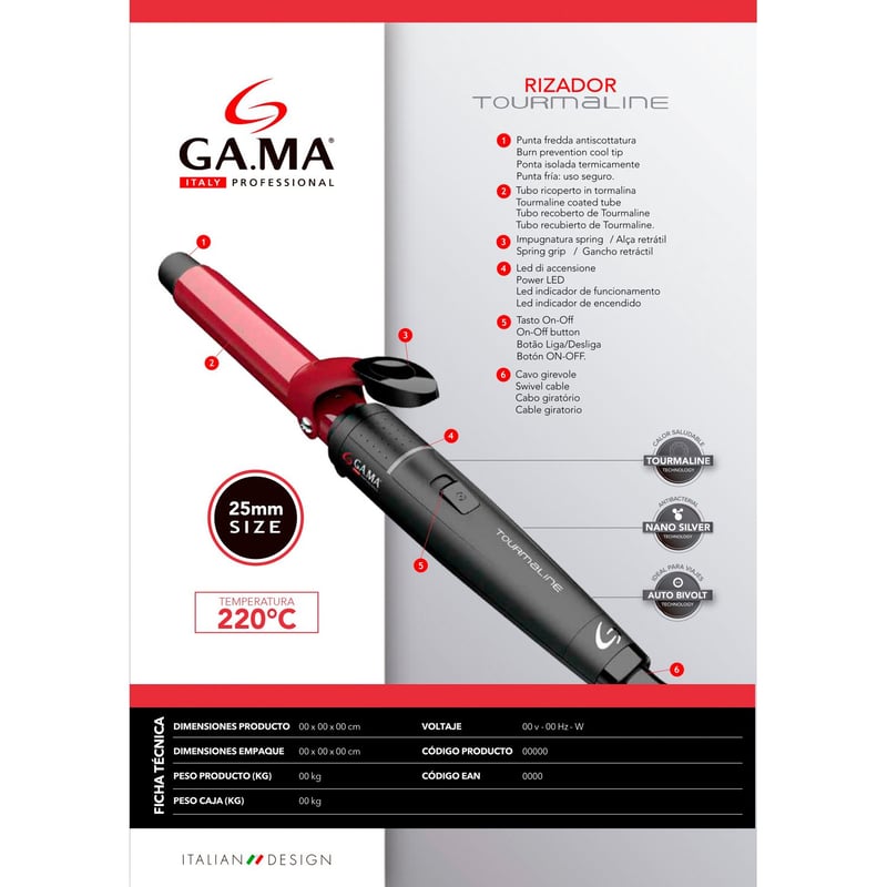 GAMA - Rizador de Pelo Gama New Tourmaline