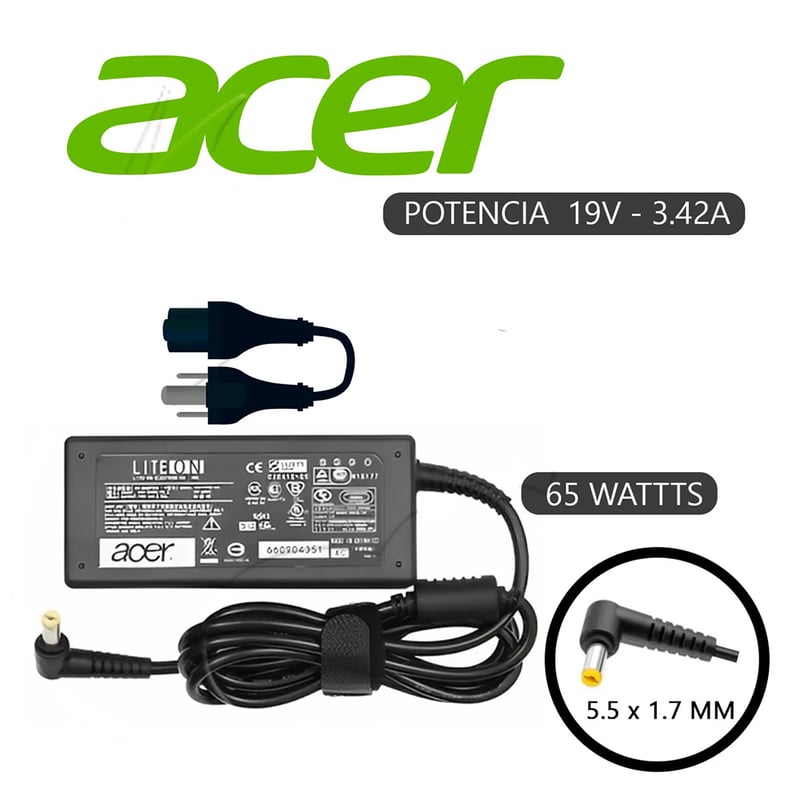 Chargeur Secteur Pour Acer Aspire 5738 - 19V 3.42A 65W, Connecteur 1.7x5.5mm, Neuf