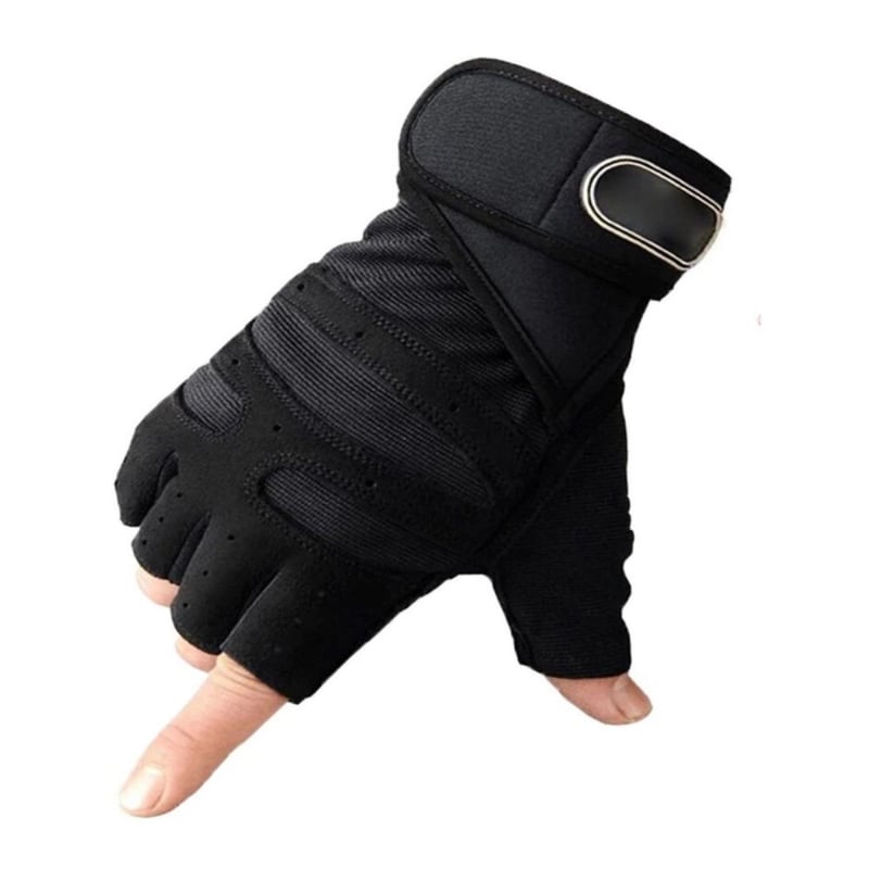 Guantes De Levantamiento De Pesas Carta Sports - Piel Negra, Correa Ajustable