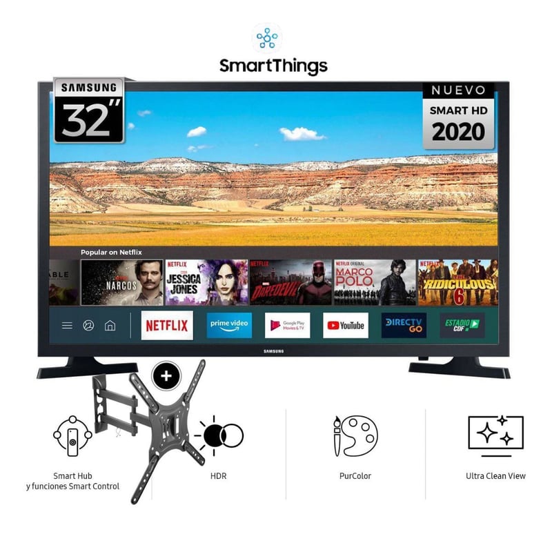 SAMSUNG - Televisor Samsung 32 LED HD Smart TV UN32T4300GXPE  Rack