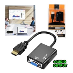 GENERICO - Adaptador convertidor de hdmi a vga hdmi macho vga audio - negro