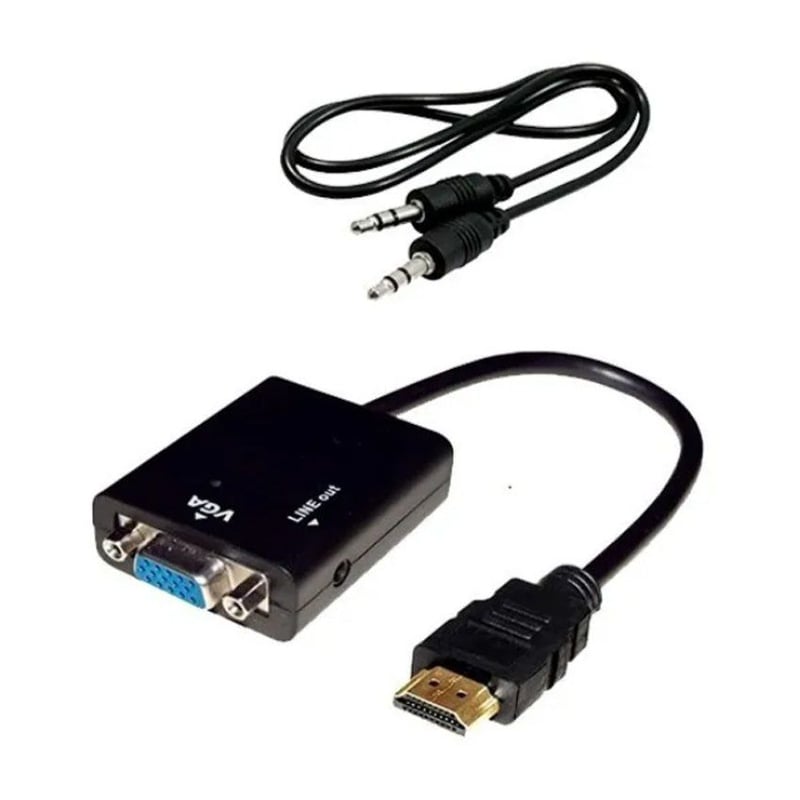 Adaptador convertidor de hdmi a vga hdmi macho vga audio negro