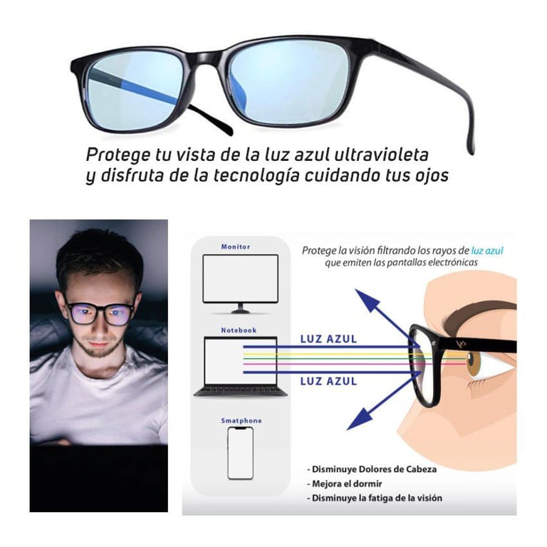 Lentes para computadora protección filtro azul luz blue proteccion