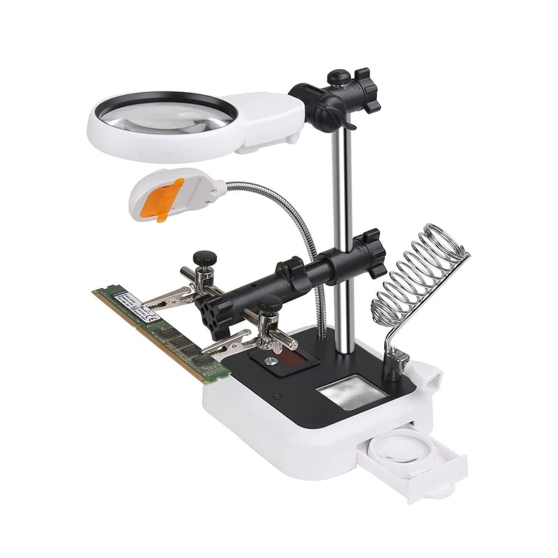 Lupa 2 En 1 Con Luz Y Soporte, Lámpara De Aumento LED 15X Con Abrazadera Y Base, Lámpara De Critorio Con 3 Modos De Color - AliExprs 1420