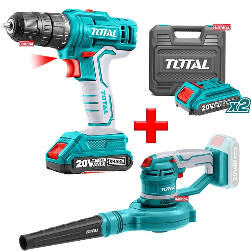 TOTAL TOOLS - SOPLADOR PRO TALADRO ATORNILLADOR 20V INALÁMBRICO INDUSTRIAL TOTAL