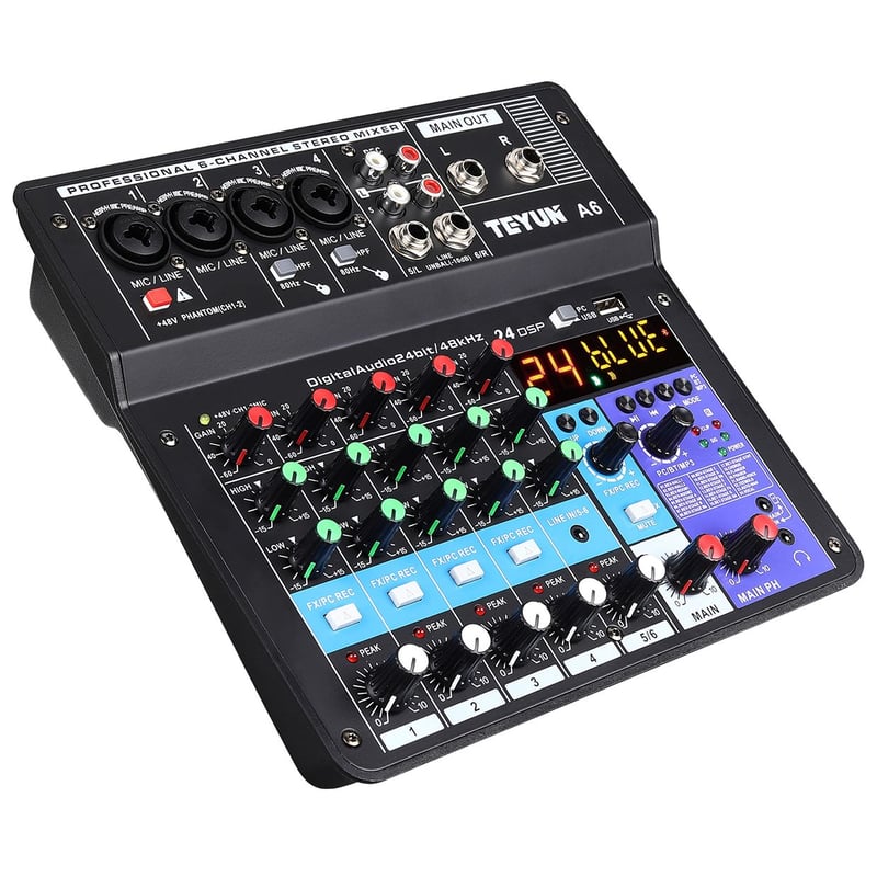Mezcladora Mixer De Audio 6 Canales Bluetooth Mp3 Teyun A6 GENERICO ...