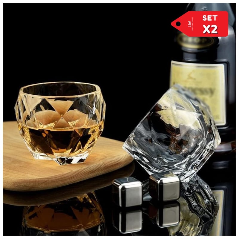 DIAMANTE Rum & Whisky Probiergläser – 2 Stück, Kristall, In Geschenkbox