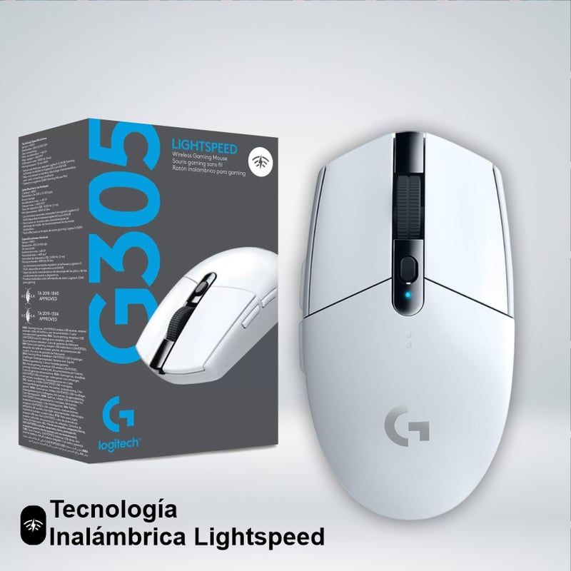 MOUSE GAMER G305 LIGHTSPEED SENSOR HERO 12K 6 BOTONES BLANCO LOGITECH ...