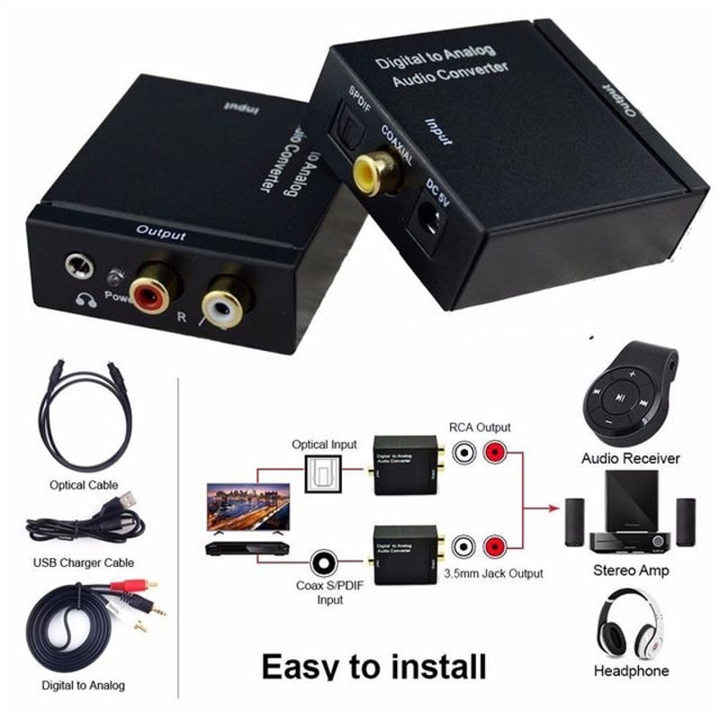 Convertidor de Audio Optico Digital a Rca Cable optico a rca 35mm ...