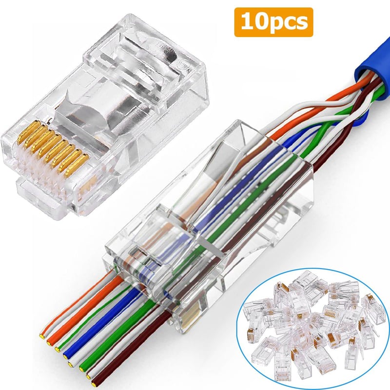 OEM - Conector RJ45 CAT6 Pass Through - Pack 10 Unidades