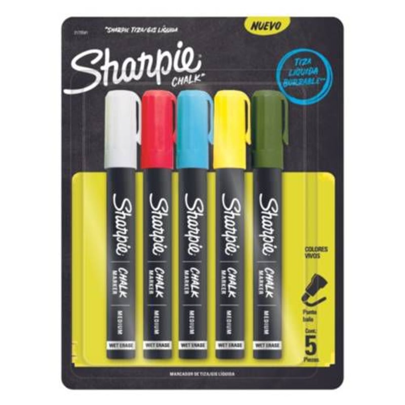 SHARPIE - Marcador Tiza Líquida Borrable Chalk X5