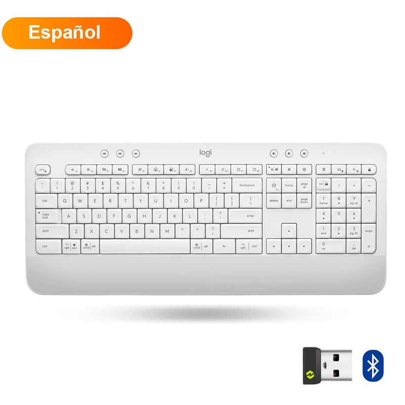 Teclado multimedia Logitech K650 Inalambrico USB y Bluetooth Blanco LOGITECH falabella