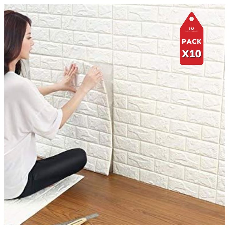 INSPIRA - Pack x 10 Papel Tapiz Mural Decorativo Blanco