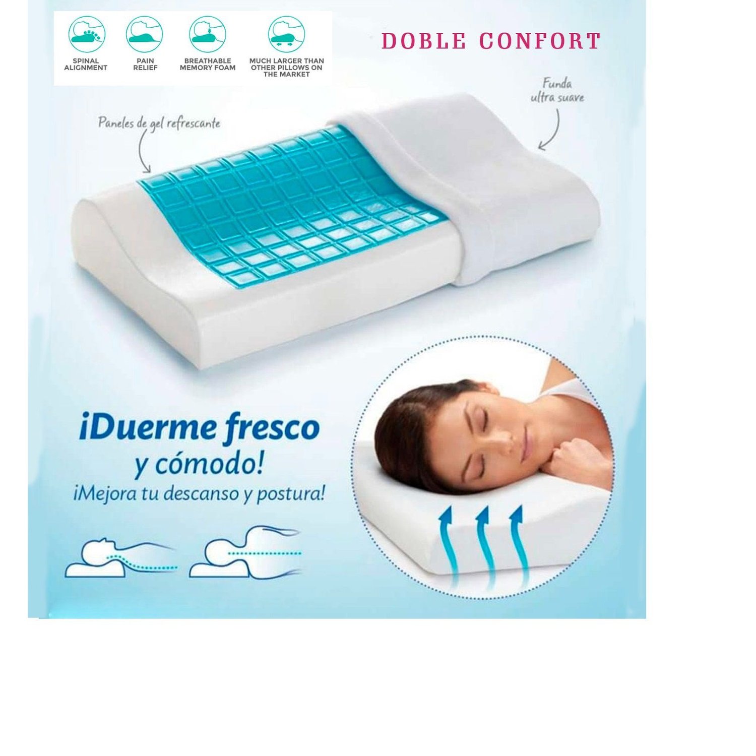 Almohada de gel memory foam shop