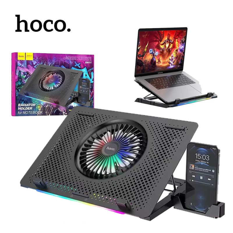 Cooler RGB para Laptop Notebook 9 a 17 con Soporte de Celular HOCO ...