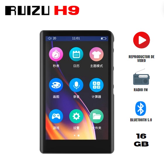Reproductor MP3 RUIZU H9 Tactil Radio FM Bluetooth 5.0 GENERICO ...