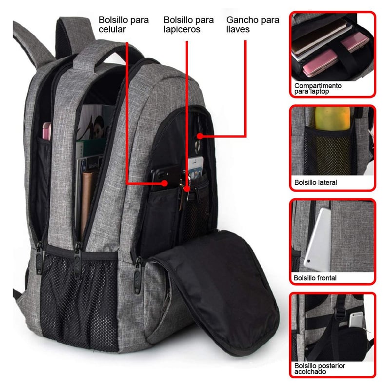 Mochila Kuzler para Laptop Hasta 15.6 pulgadas gris Alvan 102 KUZLER falabella