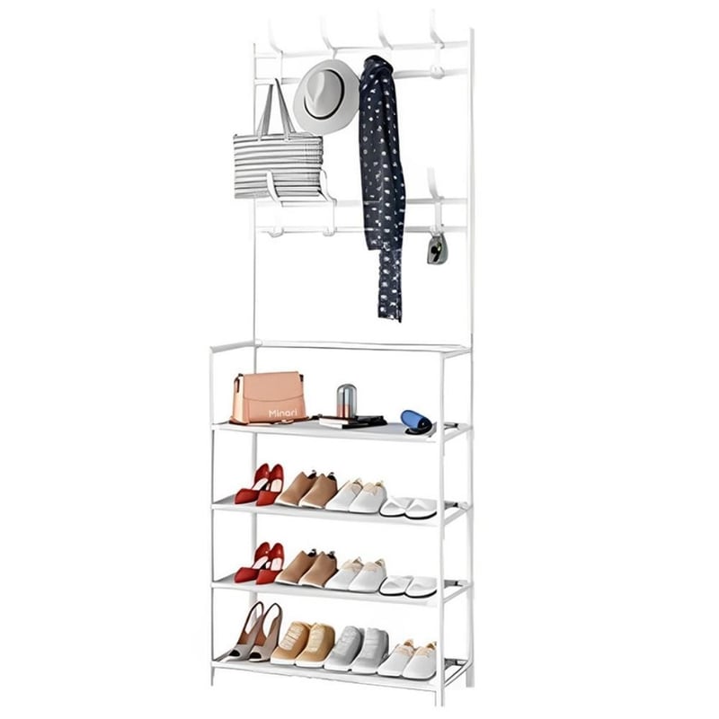 Zapatera Estante Organizador con Perchero Colgador Blanco 60CU Sodimac Falabella