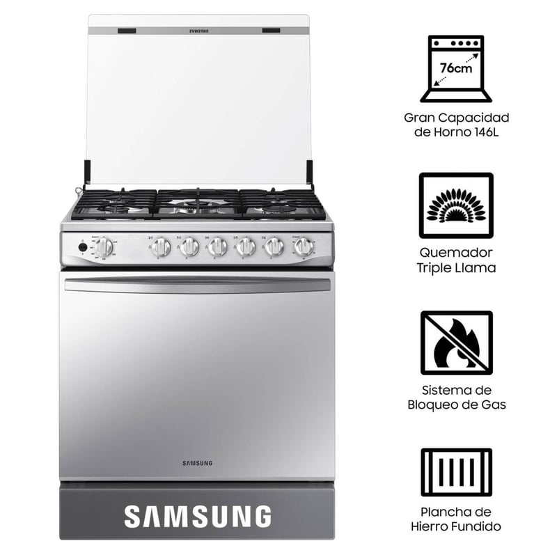 SAMSUNG - Cocina Samsung a Gas 5 Hornillas NX52T7322PS Gris