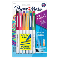 PAPER MATE - Marcadores Flair Bold Tip X 12 Punta Gruesa.