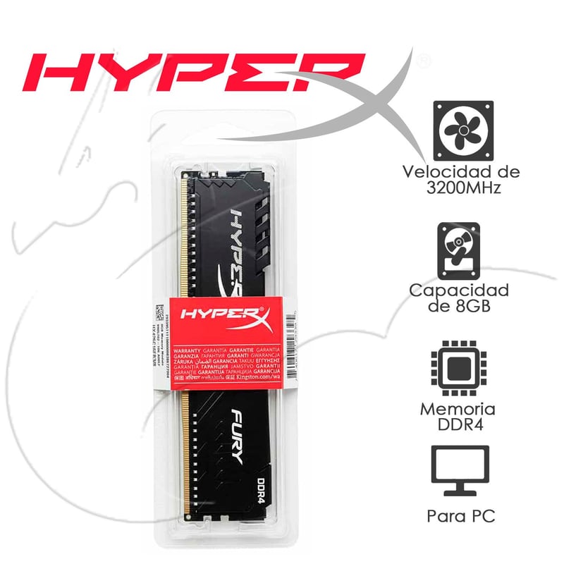 HYPERX - Memoria Ram Ddr4 3200mhz 8gb  Hyperx Fury