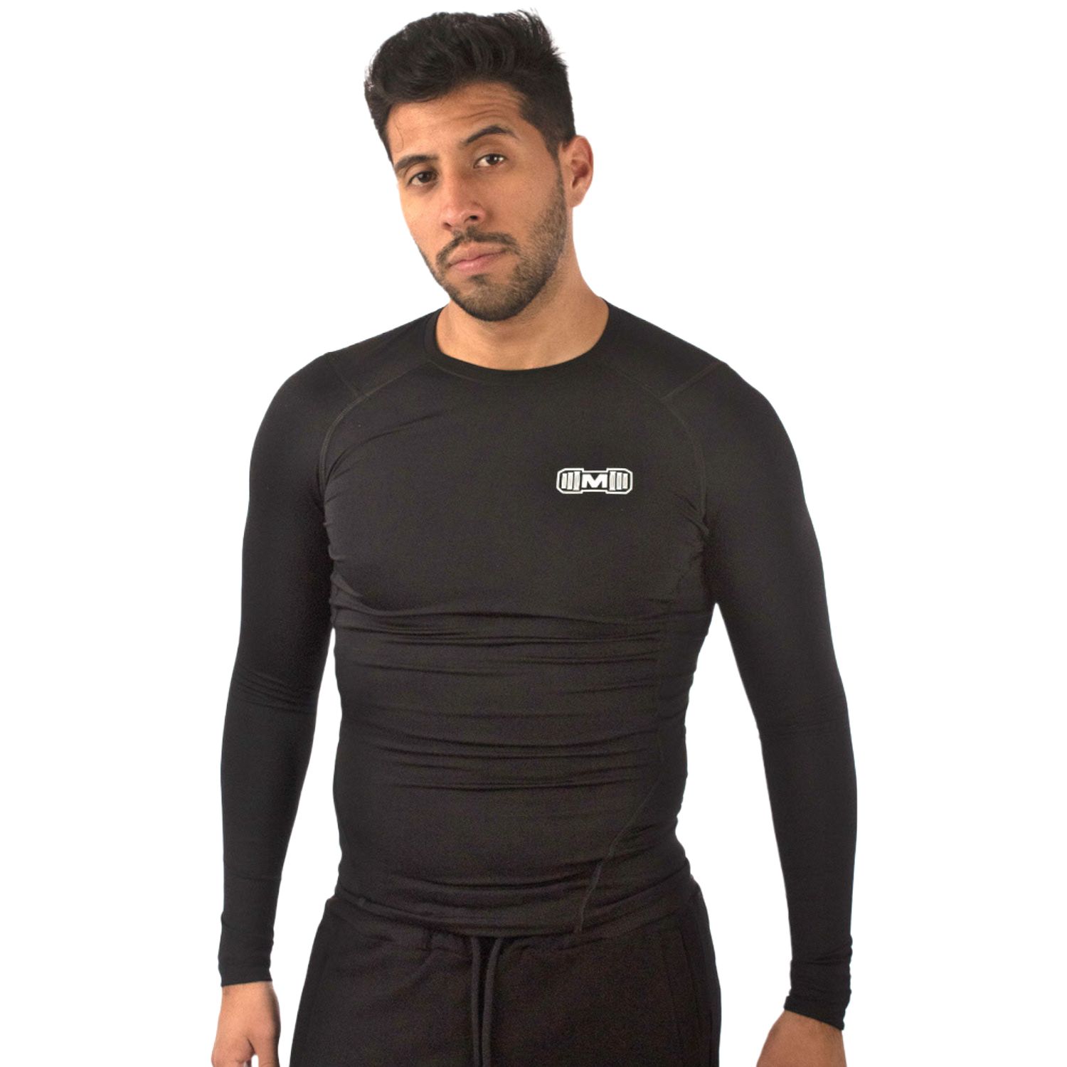Polo Deportivo de Compresion Manga Larga Color Negro para Hombres M MUSCLE MUSEUM falabella