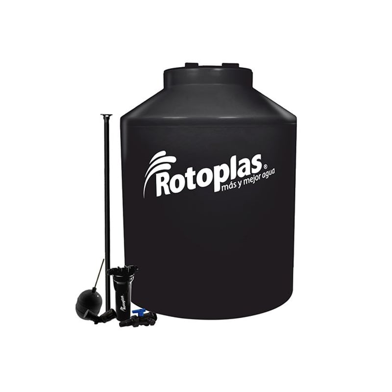 ROTOPLAS - TANQUE PARA AGUA DE 2,500 LTS COLOR NEGRO CON KIT DE ACCESORIOS