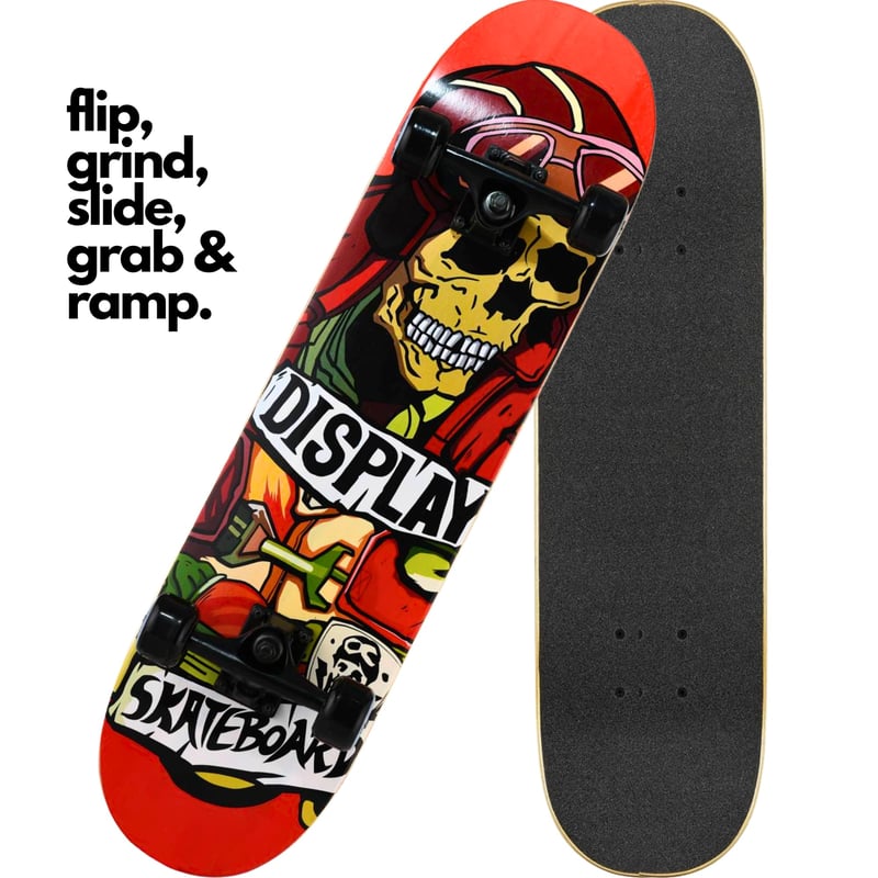 DISPLAY - Skateboard 31 Flip Grind Slide Grab Ramp - Skull-1