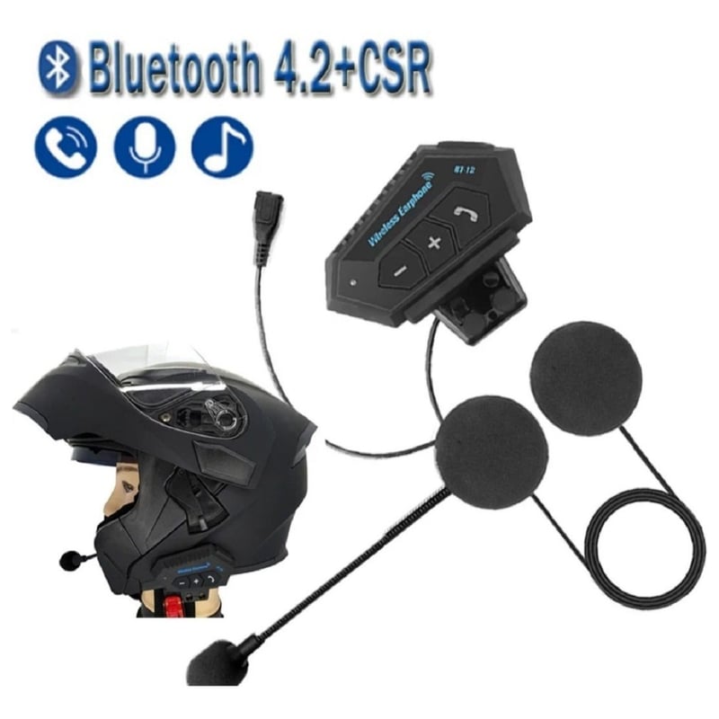 Casque Bluetooth Moto BT12 – Écouteurs Sans Fil Étanche IP67, Réduction Bruit, Appels Mains-Libres Pour Casque Intégral/Modulaire
