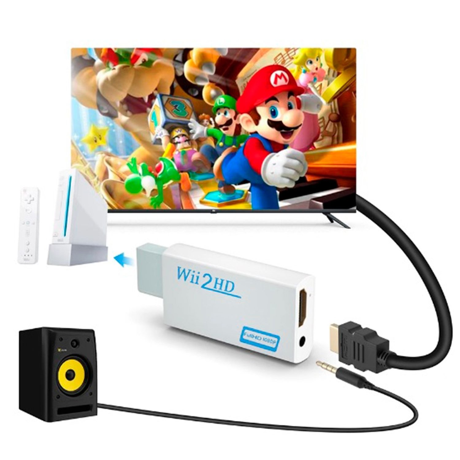 Convertidor Adaptador Para Nintendo Wii A Hdmi Audio 1080p GENERICO falabella