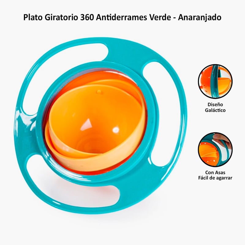 Plato Giratorio Anti Derrame Niños y Bebés 360° Verde GENERICO |  falabella.com