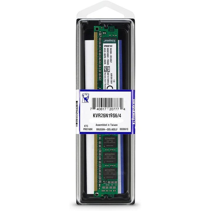 KINGSTON - Ram kingston 4gb ddr4 2666mhz cl19 kvr26n19s64