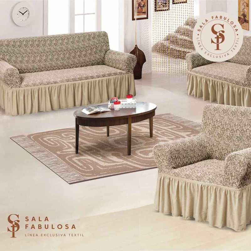 Funda de mueble 3-2-1 asientos Sala fabulosa-Maíz-Relieve espiral SALA FABULOSA | falabella.com