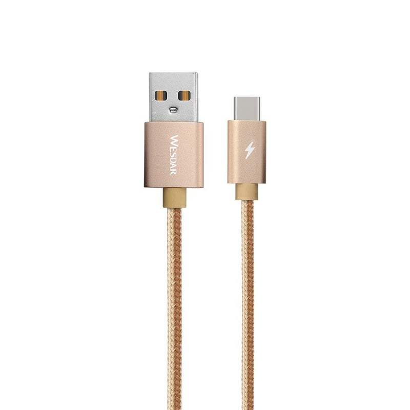 WESDAR - Wesdar - Cable USB  Cargador y Data TYPE-C 2.0A 1.2Mts Plateado - T38