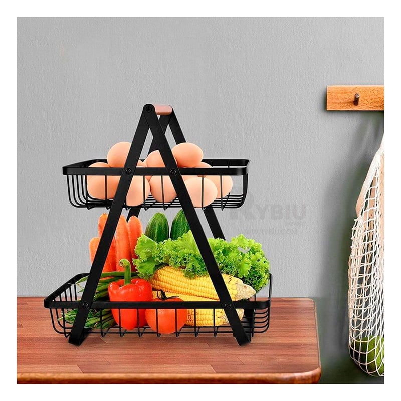 OwnMy - Soporte Decorativo Para Cesta De Frutas De Hierro De 3 Niveles