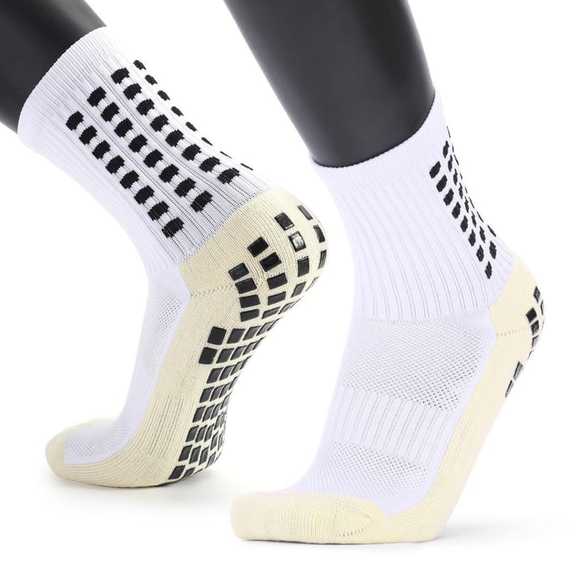 PRO - Medias Antideslizantes Grip Socks Técnicas Deportivas Fútbol - Blanco