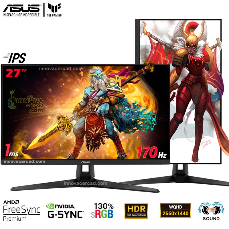 ASUS - Monitor Asus TUF Gaming VG27AQ1A 27 WQHD, IPS, HDR, 170Hz, 1ms,G-SYNC