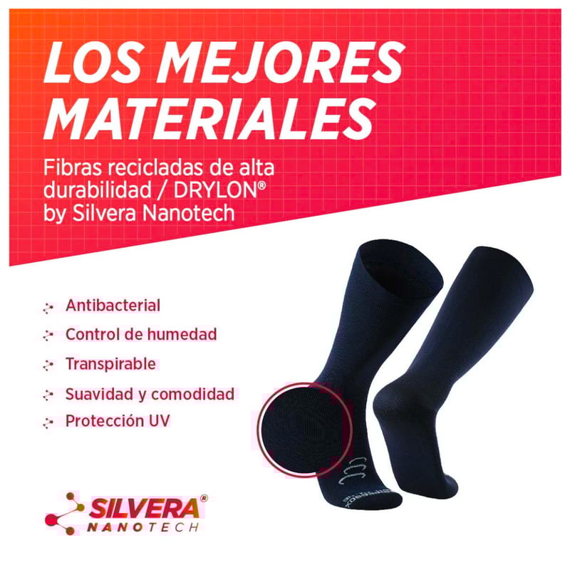 2 Pares Medias compresión varices 15-20 mmHg viaje embarazo fascitis  SILVERA NANOTECH | falabella.com