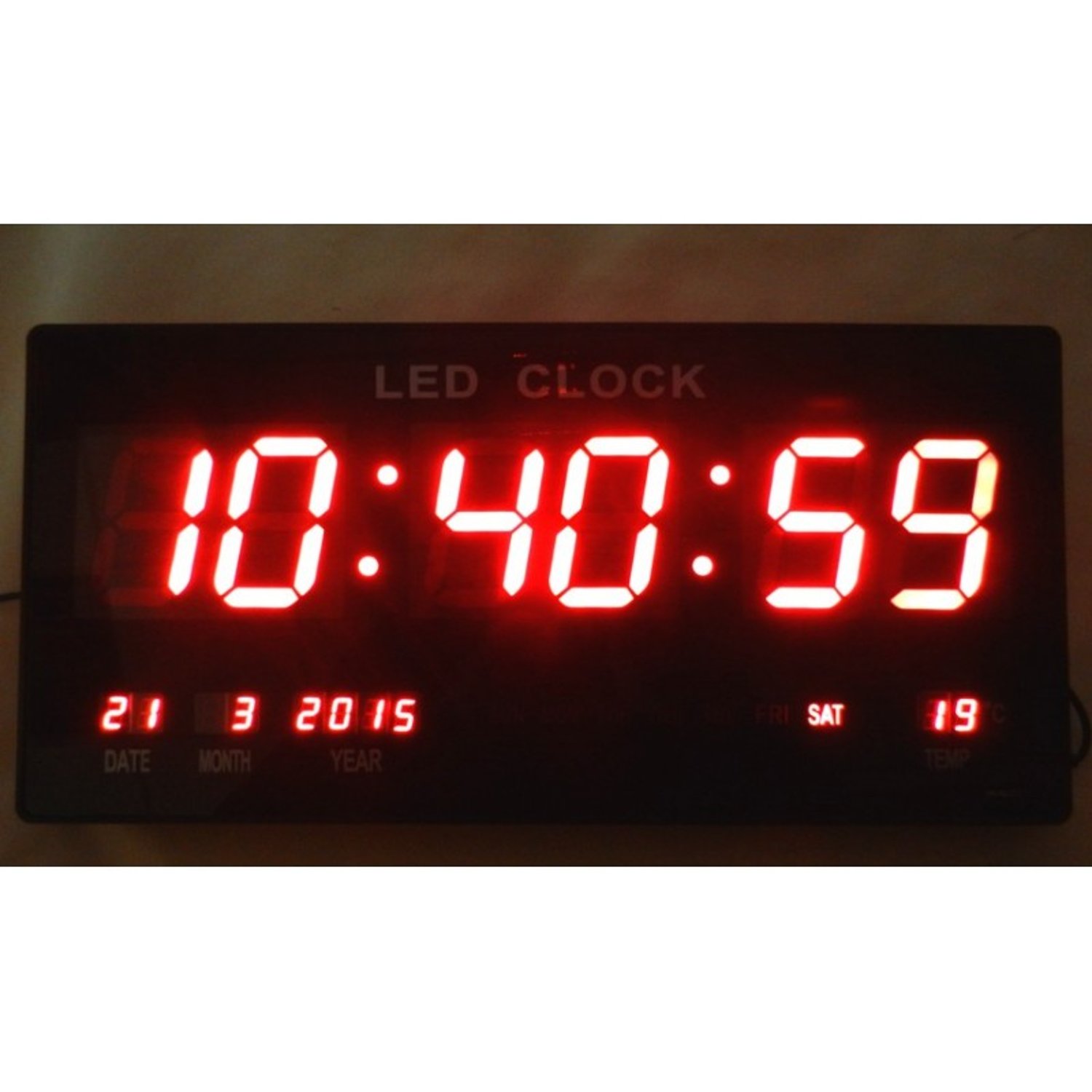reloj digital de pared 46cm x 22cm calendario temperatura Sodimac Falabella