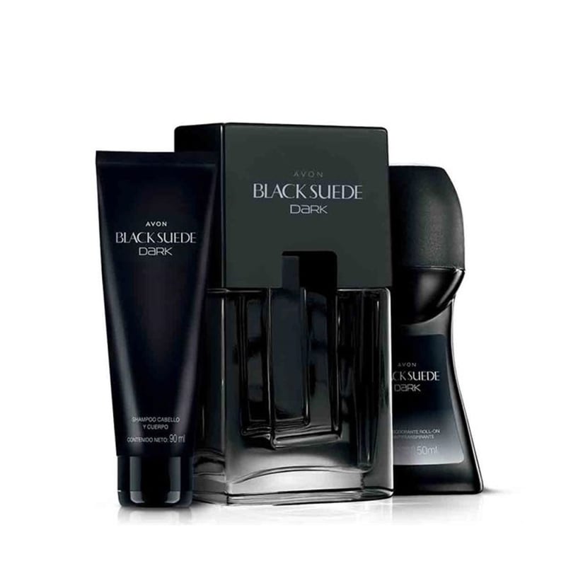 Coffret Cadeau Parfum Homme Avon Black Suede Dark - Eau De Toilette 75ml + 3 Produits + Sac Cadeau
