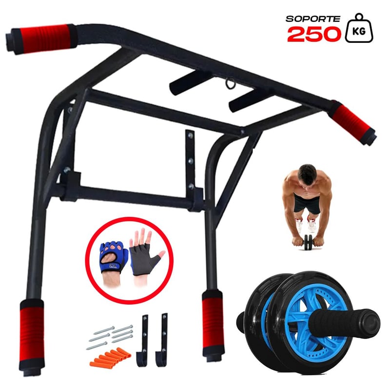 Barra Multifuncional Dominadas 2en1 Rueda AbdominalGuantes HOLGU falabella