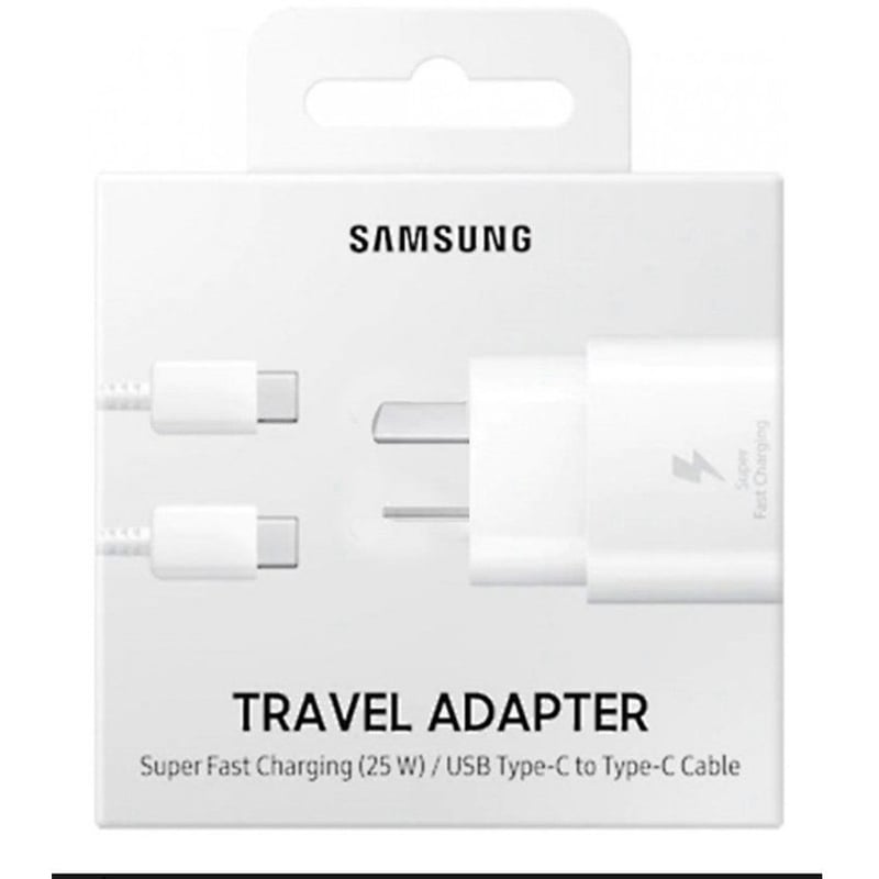 GENERICO - Cargador 25W Samsung S10, Note 10 Cable Tipo-C  Blanco