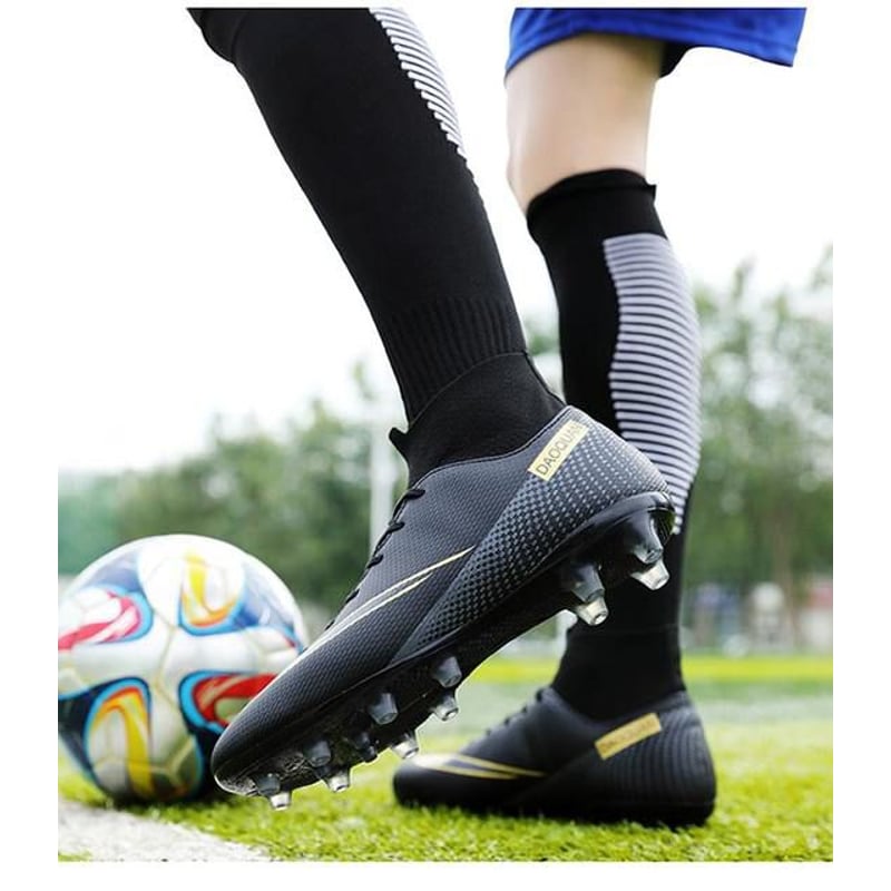 Ag zapatos de futbol para hombre botas de futbol de cana alta negro