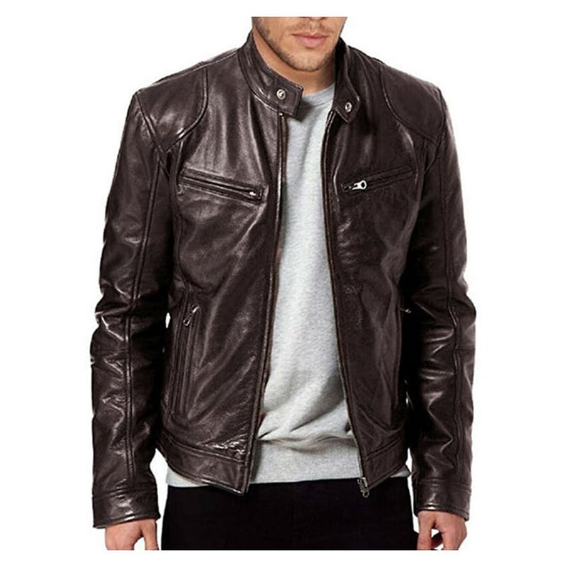 chaquetas de cuero para hombre slim fit